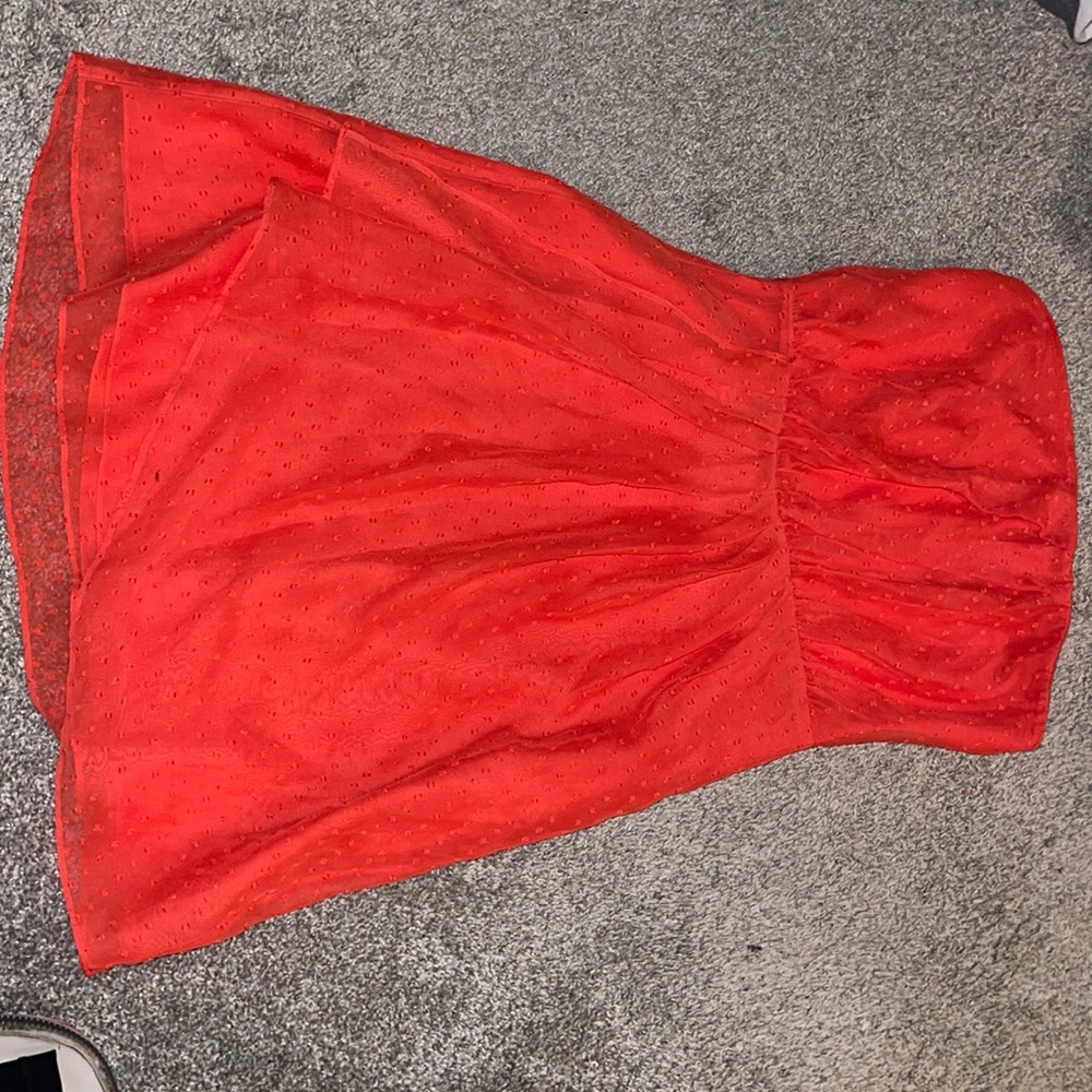 Layered coral strapless layered dress